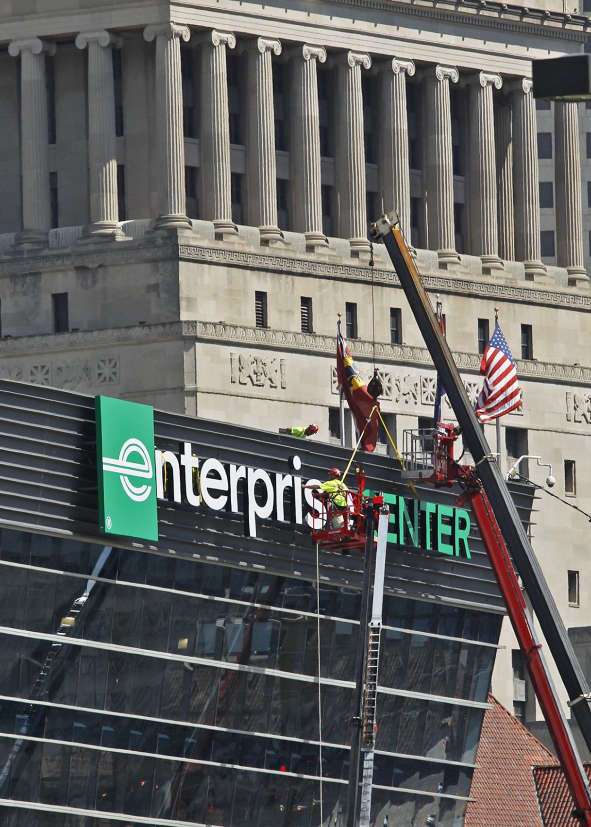 Enterprise Center sign goes up